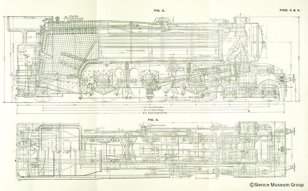 National Railway Museum Flying Scotsman Sweatshirt Blueprint - Image 4